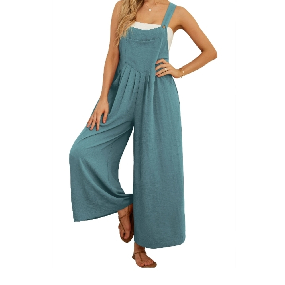Elegant Teal Wide-Leg Jumpsuit